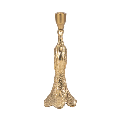 10 Peacock Taper Candle Holder, Gold