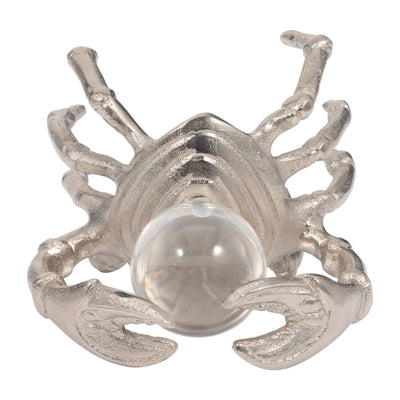 Metal, 7 Dancing Crab W/ Acrylic Ball, Silver