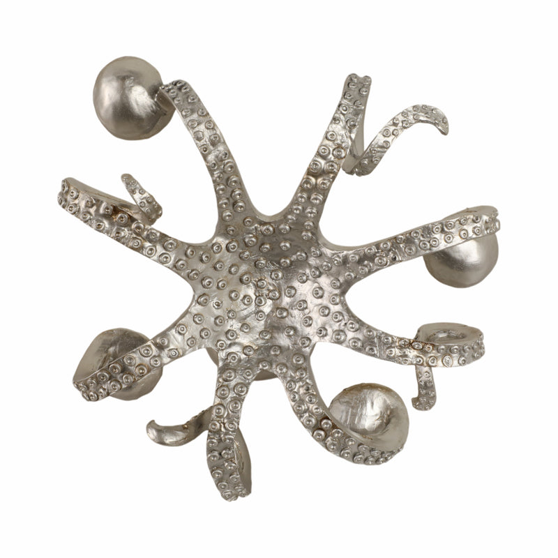 11 Octopus 4-taper Candle Holder, Silver