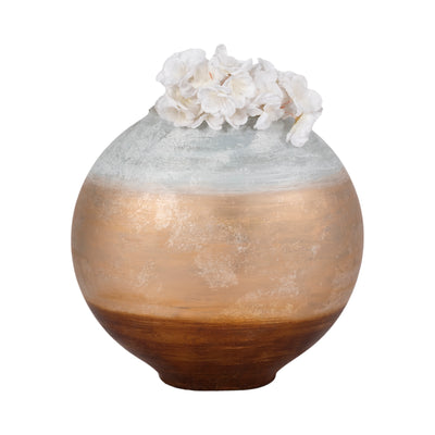 13 Gold Ombre Round Vase, White/gold