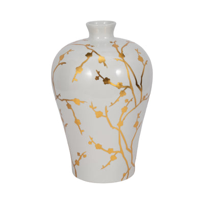 Cer 15H, Vase W/ Gold Decal, White