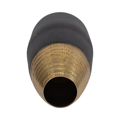 Metal, 20 2-tone Floor Vase, Black/gold