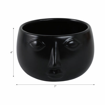 Ceramic 7 Face Planter, Matte Black