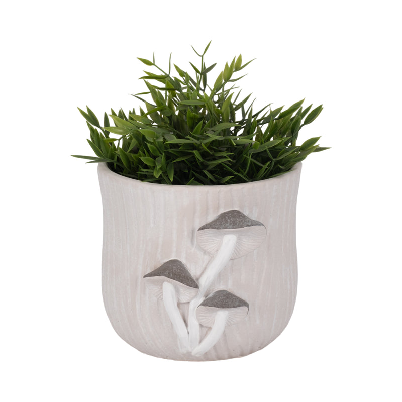 8 Mushroom Applique Planter, Grey