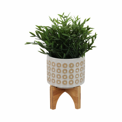 5 CIRCLES PLANTER W/ STAND, WHITE