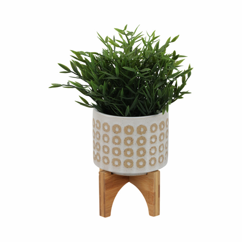 5 CIRCLES PLANTER W/ STAND, WHITE