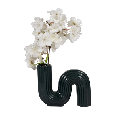 CER, 6 LOOPY VASE, FOREST GREEN