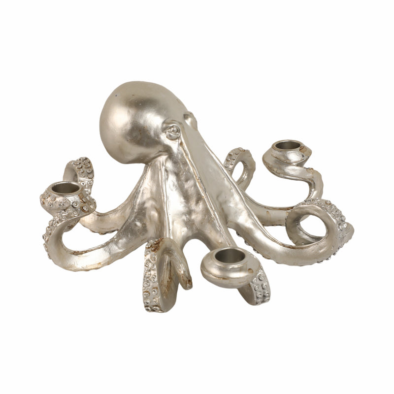 11 Octopus 4-taper Candle Holder, Silver