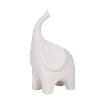 12 Big Ear Elephant With Rough Texture, White