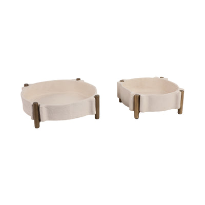 S/2 11/14 Terrace Ecomix Tray, Beige/gld