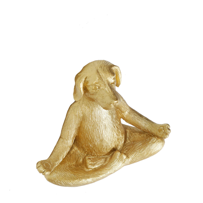 Polyresin 7 Yoga Dog, Gold