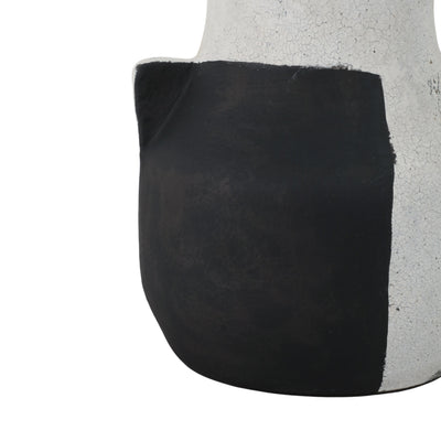 10 Black Patch Modern Terracotta Vase, Ivory/blk