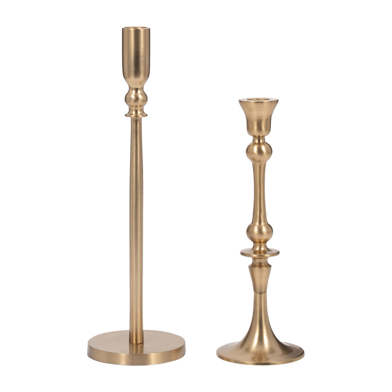 METAL, 9 TRADITIONAL TAPER CANDLEHOLDER, GOLD