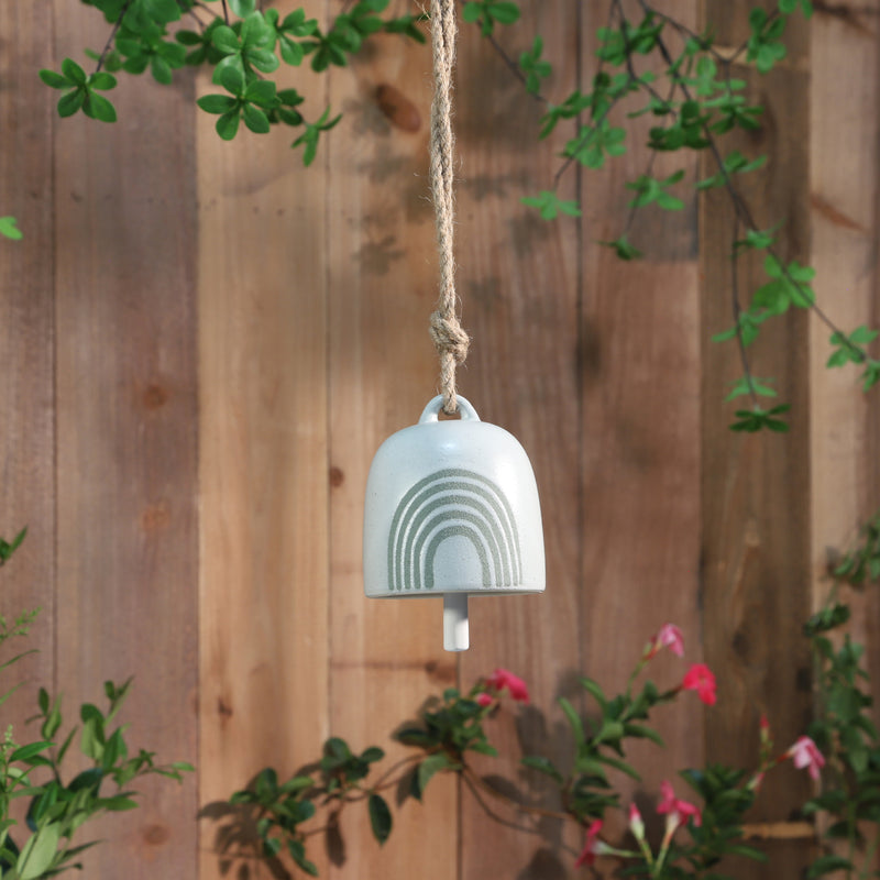 Cer, 4 Hanging Bell Rainbow, White/Green