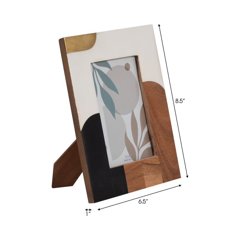 RESIN, 4X6 MID-CENTURY PHOTO FRAME, MULTI