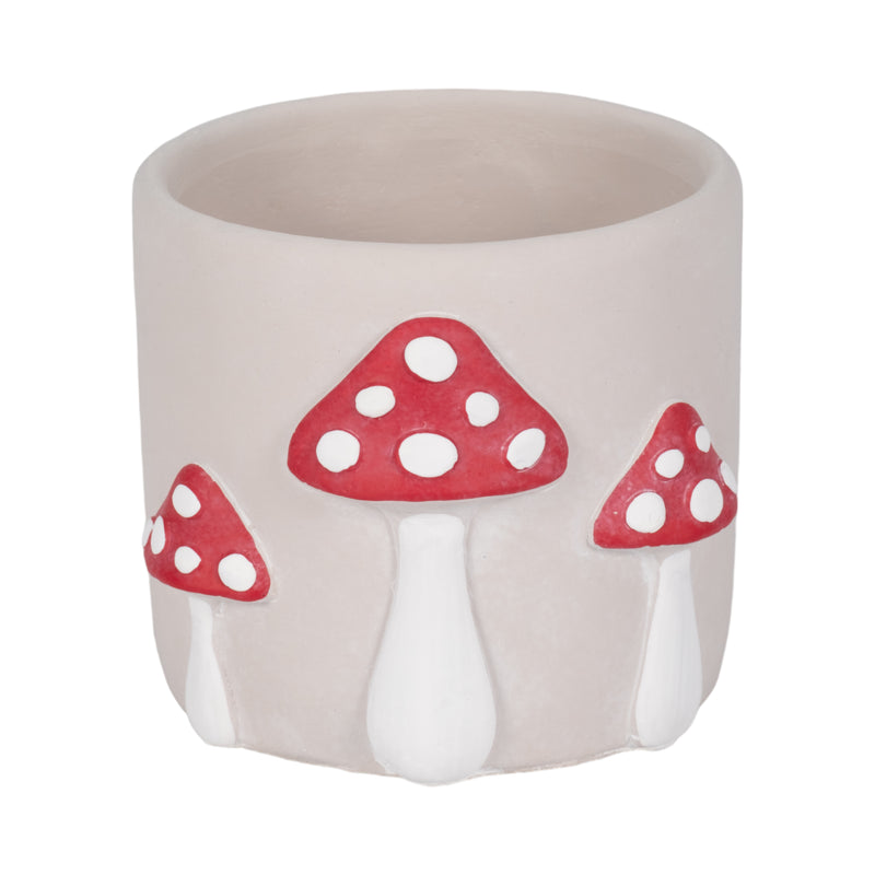 6 Magic Mushroom Applique Planter, Red/white