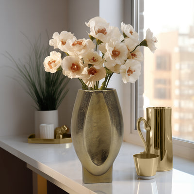 12 Nadia Metal Oval Vase, Gold