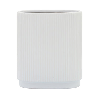 CER, 8H RIDGED VASE, WHITE