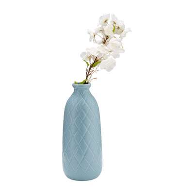 CER, 12 PLAID TEXTURED VASE, CAMEO BLUE