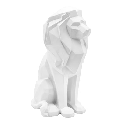 RESIN 11H SITTING LION, WHITE