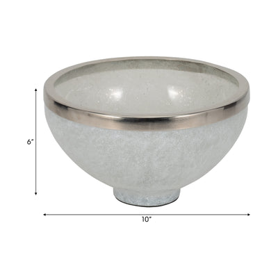 GLASS,10,BOWL W/RING DECO,WHITE