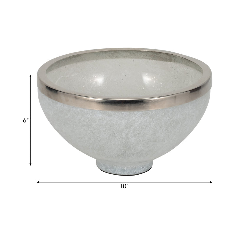 GLASS,10,BOWL W/RING DECO,WHITE