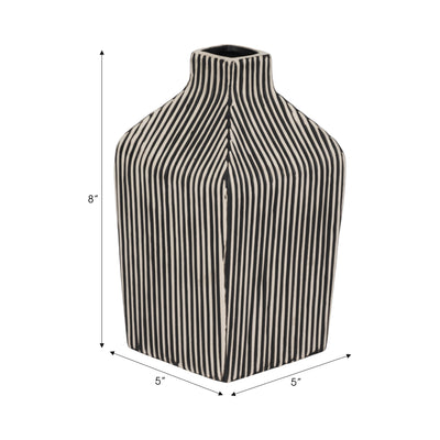 8 Lines Square Vase, Black/white