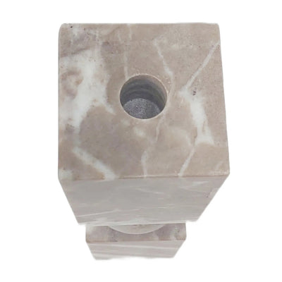 12x3 Chunky Marble Taper Holder, Tan Multi