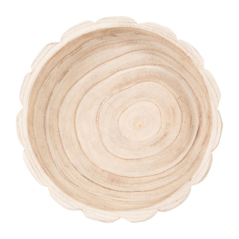 WOOD, 9 SCALLOPED BOWL, NATURAL