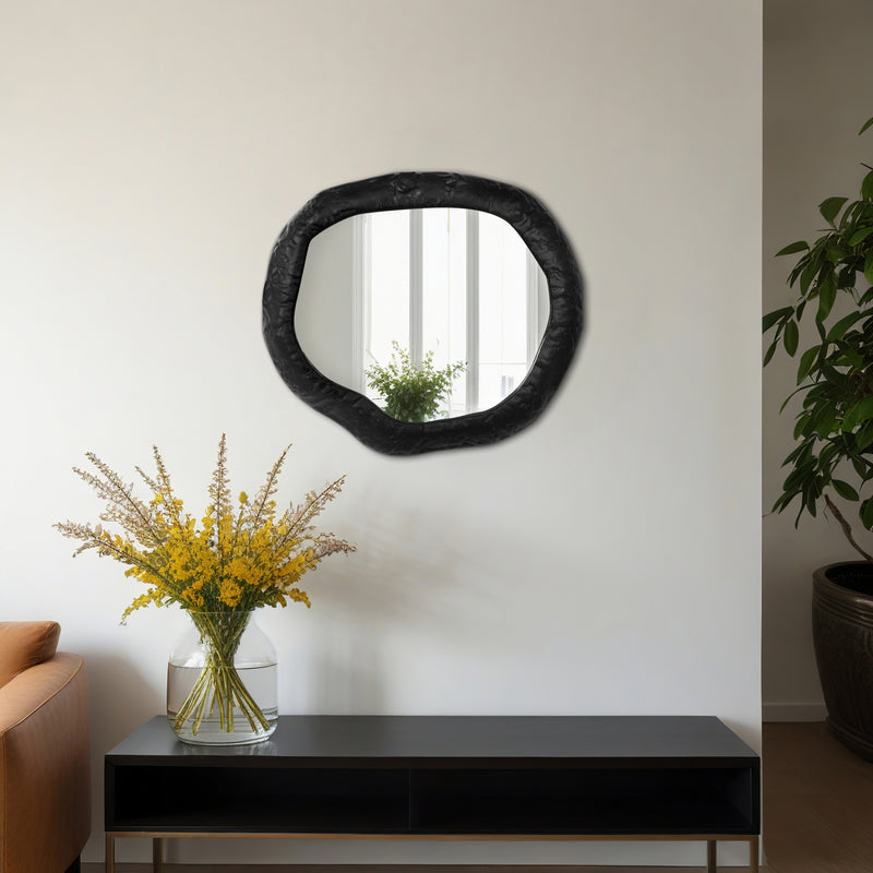 ALUM,18,HAMMERED OUTLINED MIRROR,MATTE BLACK