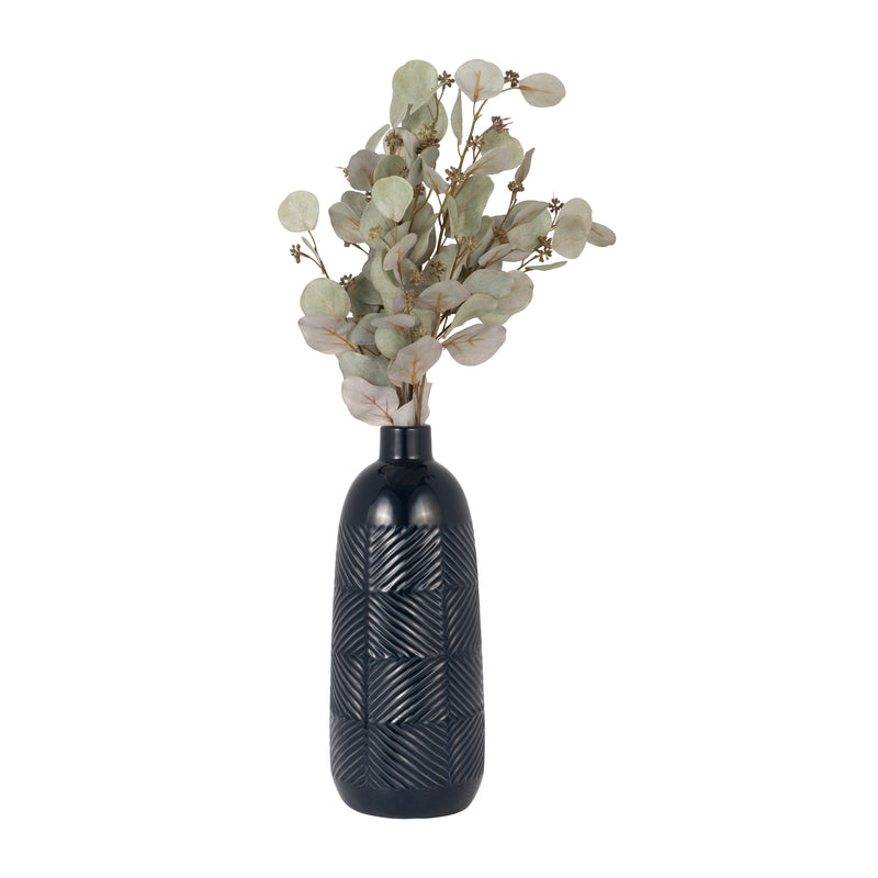 CER, 17 TEXTURED LINES VASE, NAVY