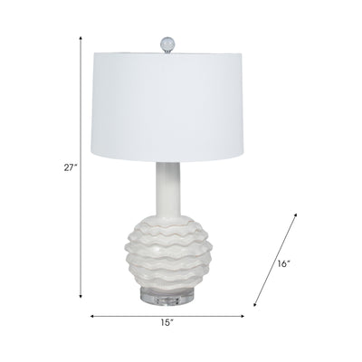 27 Ruffles Table Lamp Crystal Base, White