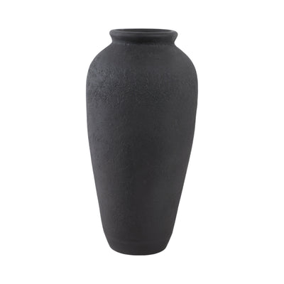 18x9 Terracotta Floor Vase, Black