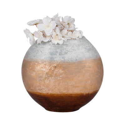 10 Gold Ombre Round Vase, White/gold