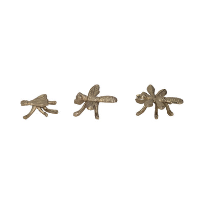 Metal, S/3 3/4/4 Assorted Bugs, Gold