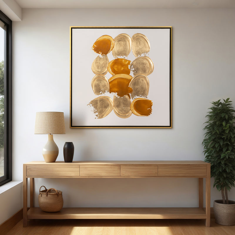 47x47 Hand Painted Gold Rocks, Gld/wht