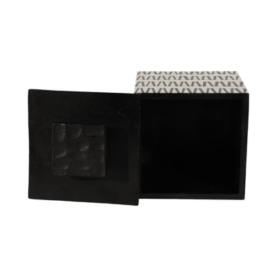 S/2 7/10 Gobiel Black & White Resin Boxes