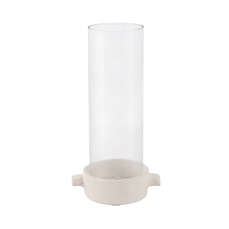 13x7 Terracotta Hurricane Taper Holder, White