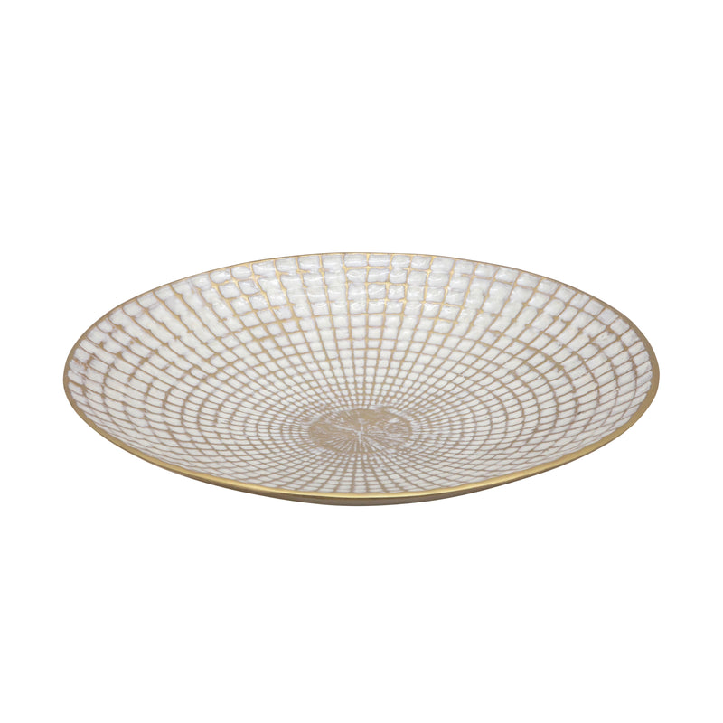 S/2 METAL 18/21 ROUND PLATES, IVORY/CHAMPAGNE