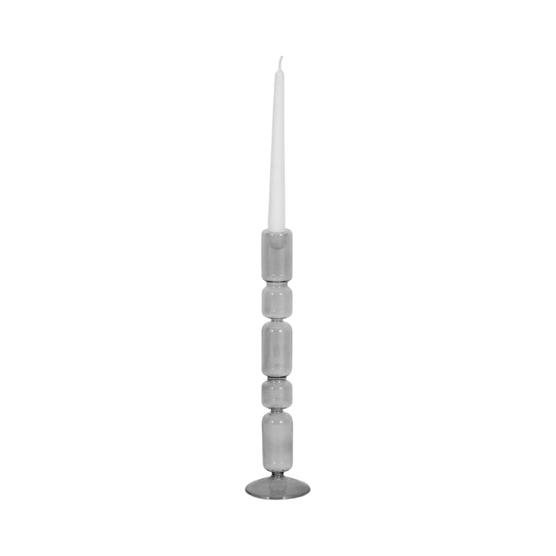 14 Mixed Bubble Taper Candleholder, Smoke