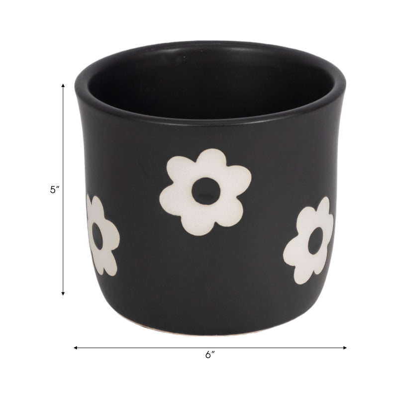 6 Flower Power Planter, Black/white