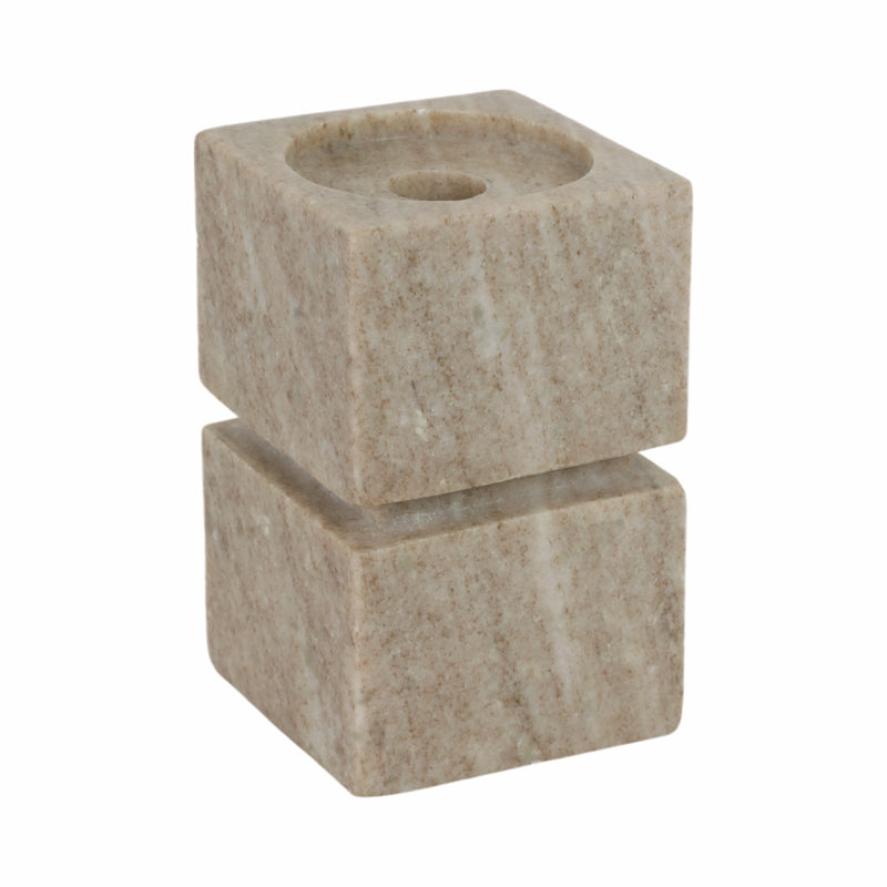 6 Onyx Marble Stacked Cubes Pillar Candleholder,