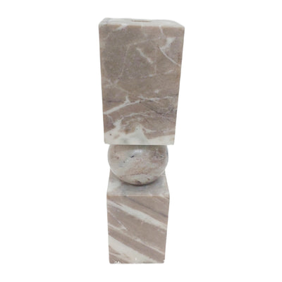 12x3 Chunky Marble Taper Holder, Tan Multi