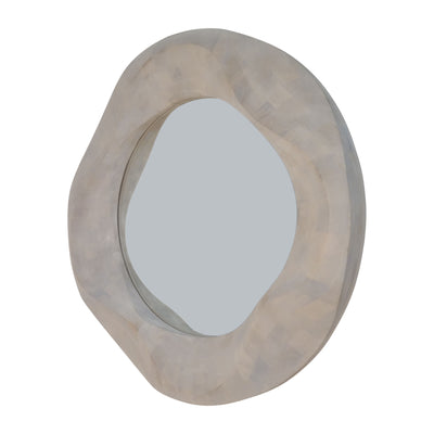 36X36 CAILEN TXTURED ROUND WOODEN MIRROR,WHITEWASH