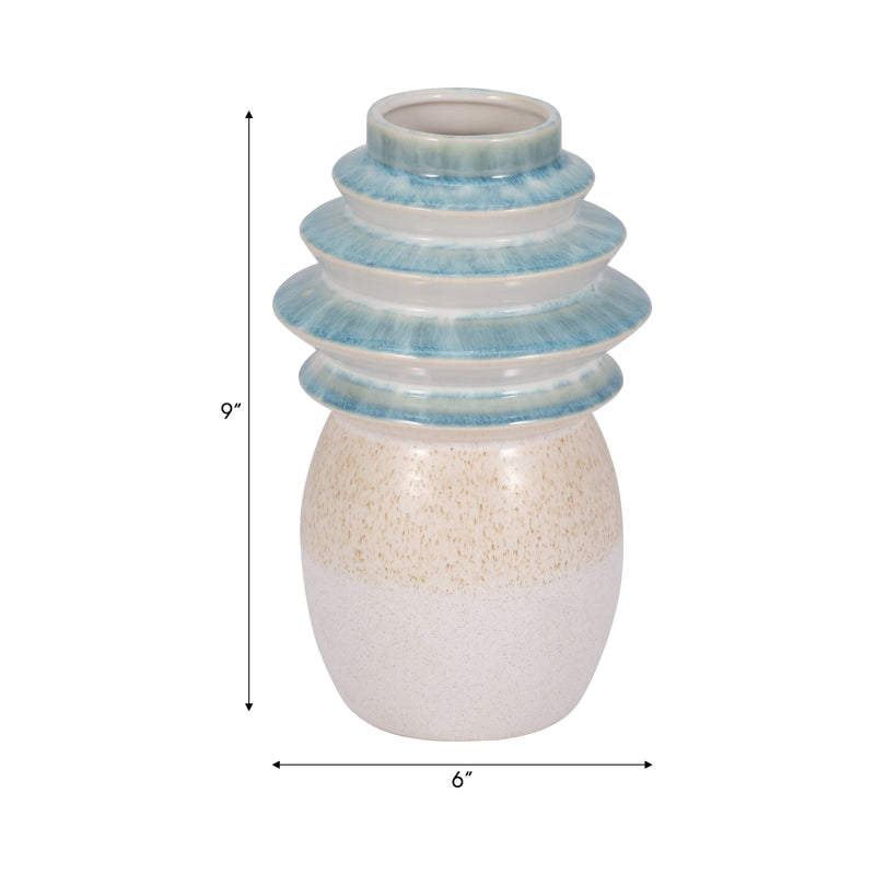 9 Fluted Top Vase Reactive Finish, Multi