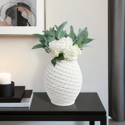 13talland Small 3d Printed Porcelain Vase, Ivory