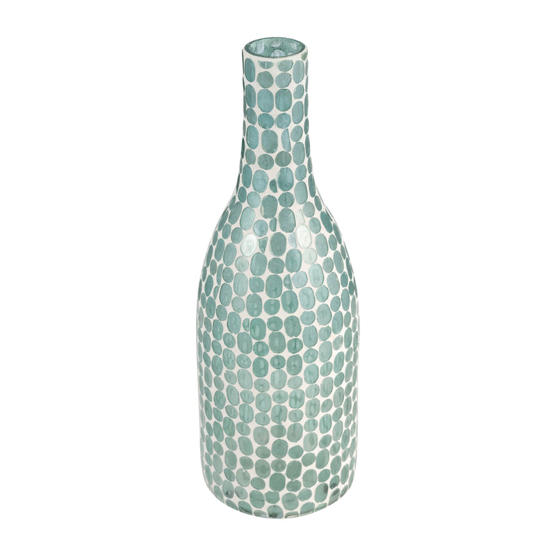 GLASS, 15H MOSAIC VASE, BLUE