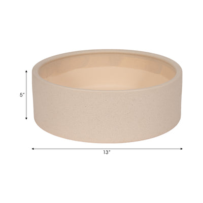 13 Sandy Round Bowl Planter, Ivory