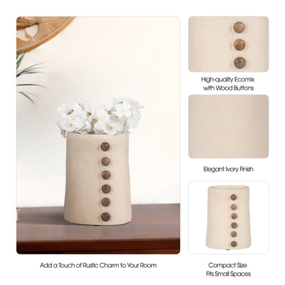 ECOMIX, 9 BUTTON VASE, IVORY