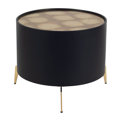 WOOD,24 GOLD LEAF TOP SIDE TABLE, BLK/GLD